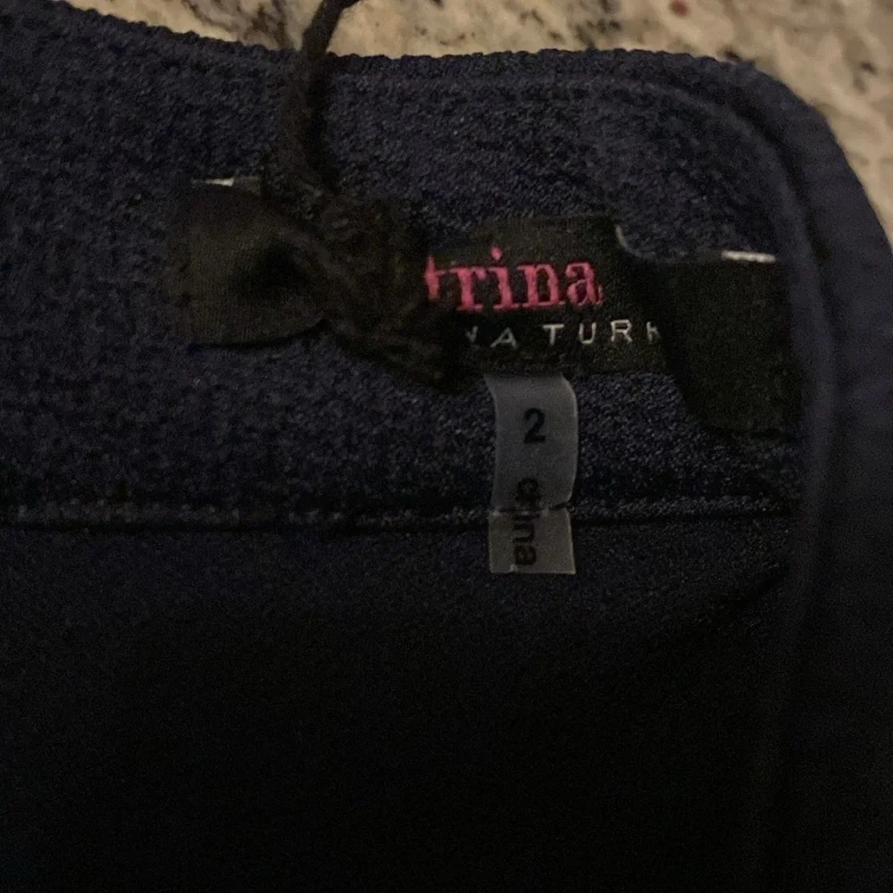 Trina Turk Camari Navy Blue Diamond Textured Choker Dress 2